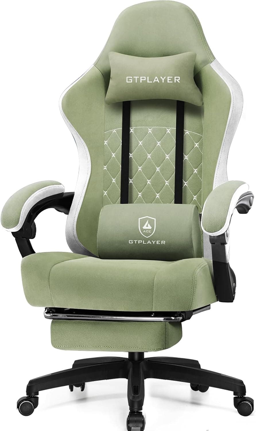 GTPLAYER Silla de Oficina y Gaming con cojín de muelles ensacados, reposabrazos y reposapiés articulados, Silla de Ordenador ergonómica con Respaldo Lumbar