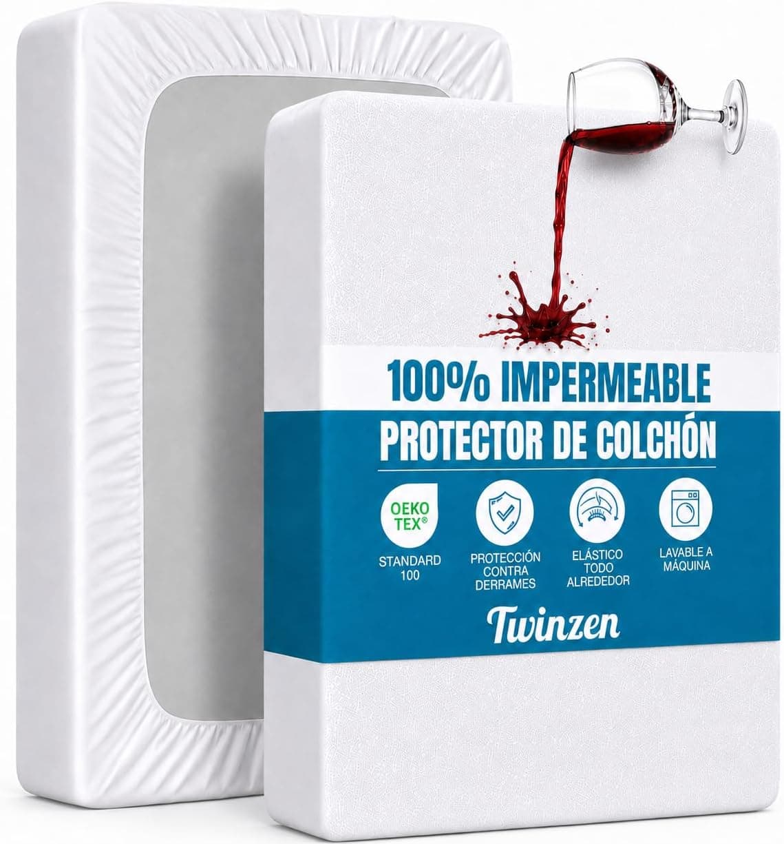 Twinzen - Protector colchon 105x190 - Cubre Colchon Impermeable