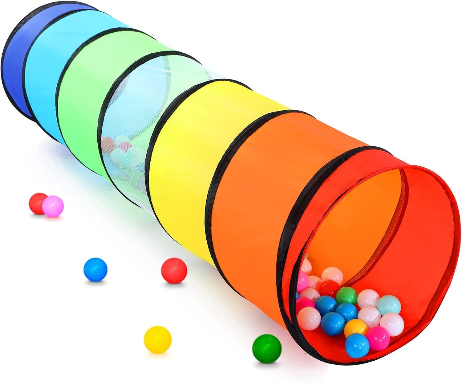 Túnel de Juego Infantil Plegable de Interior, Colores del arcoíris