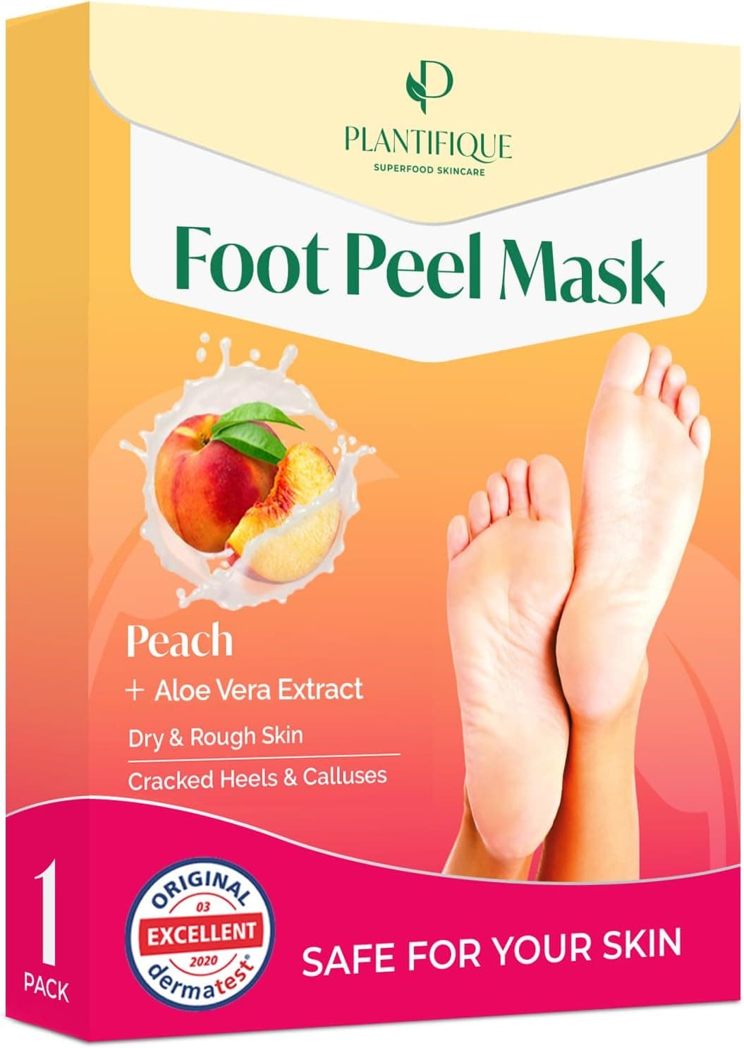 PLANTIFIQUE Mascarilla Pies Exfoliante con Melocotón para Cuidado Pies (x1)