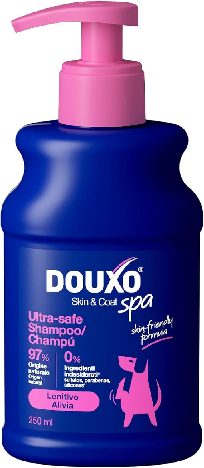 DOUXO® Skin & Coat SPA - Champú ultrasuave para Perros con picor, 250 ml, Limpia y Ayuda a aliviar la Piel, Mejora el Pelo, lo Deja Suave y Radiante, fórmula respetuosa
