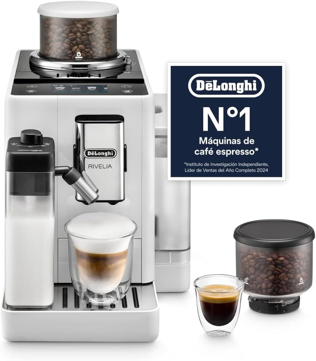 De'Longhi Rivelia - Cafetera Superautomática 16 Bebidas Blanco