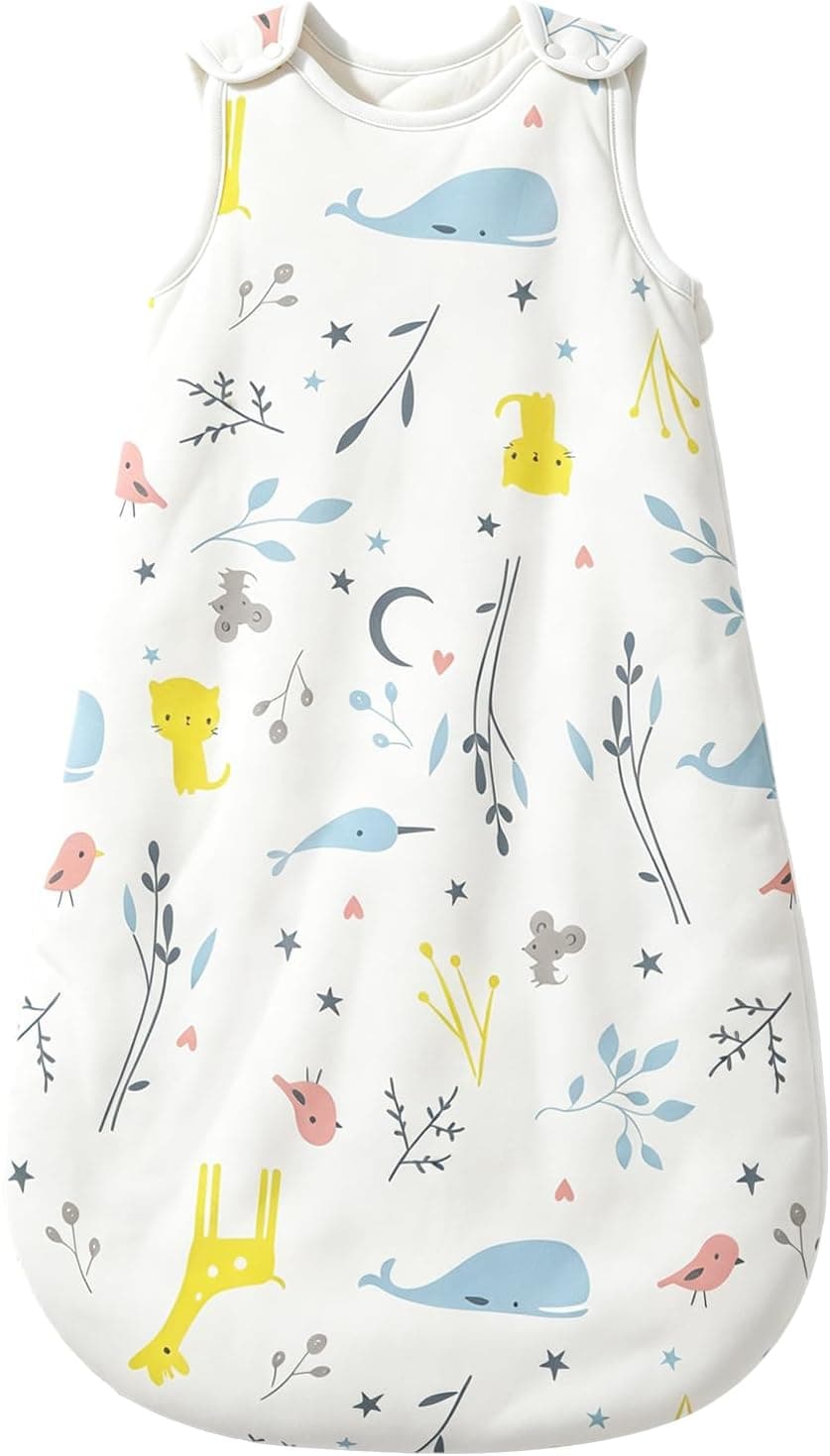 Mosebears Saco de Dormir para bebé de Invierno de 2,5 TOG, 100% algodón, Varios tamaños, Desde el Nacimiento hasta la Edad de 18 Meses, Saco de Dormir para Todo el año (Blanco, 0 – 6 Meses)