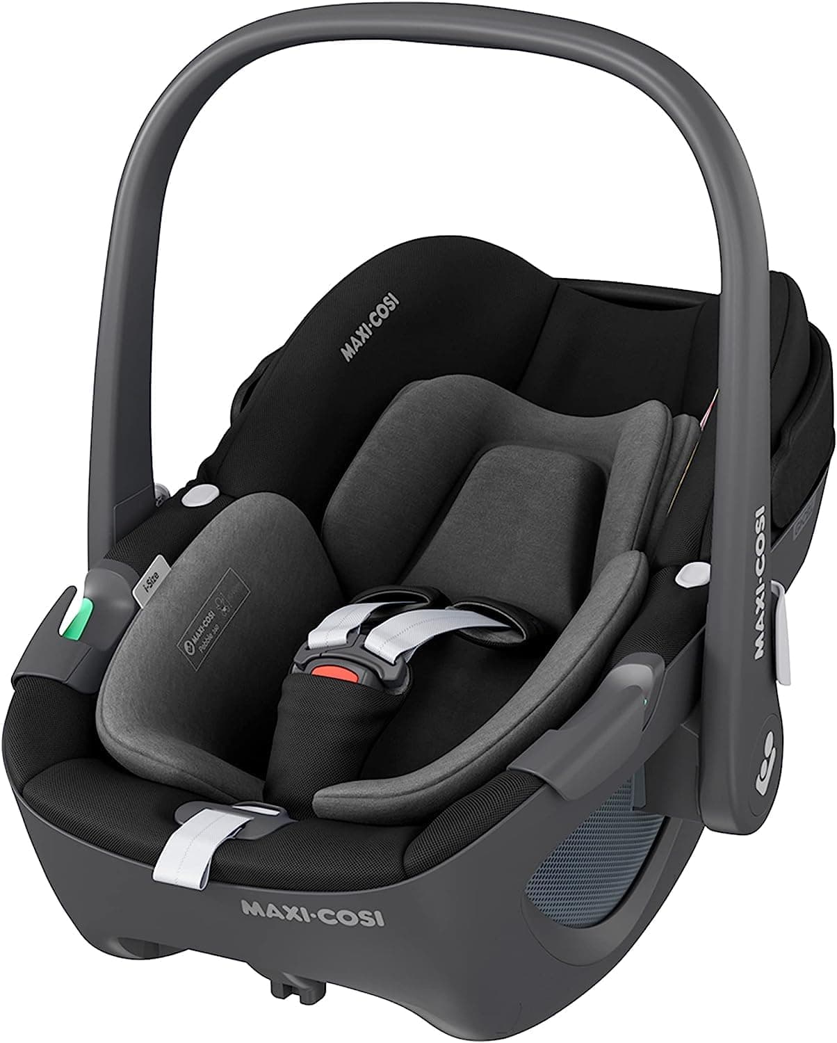 Maxi-Cosi Pebble 360, silla coche bebe i-Size, Silla Coche 360 Recien Nacido con Giro de 360 Grados, 0-15 meses (40-83 cm), ClimaFlow, arnés de apertura y cierre fácil, G-CELL, Essential Black