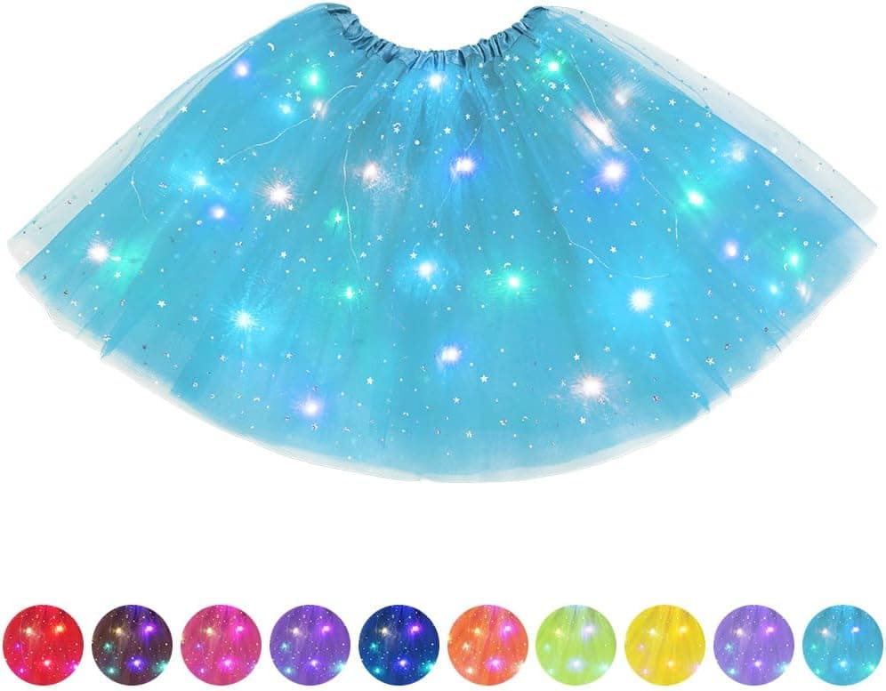 Faldas tutú LED para mujer, fiesta de ballet, vestido elástico Halloween, disfraz Carnaval, Lago Azul, 40 cm