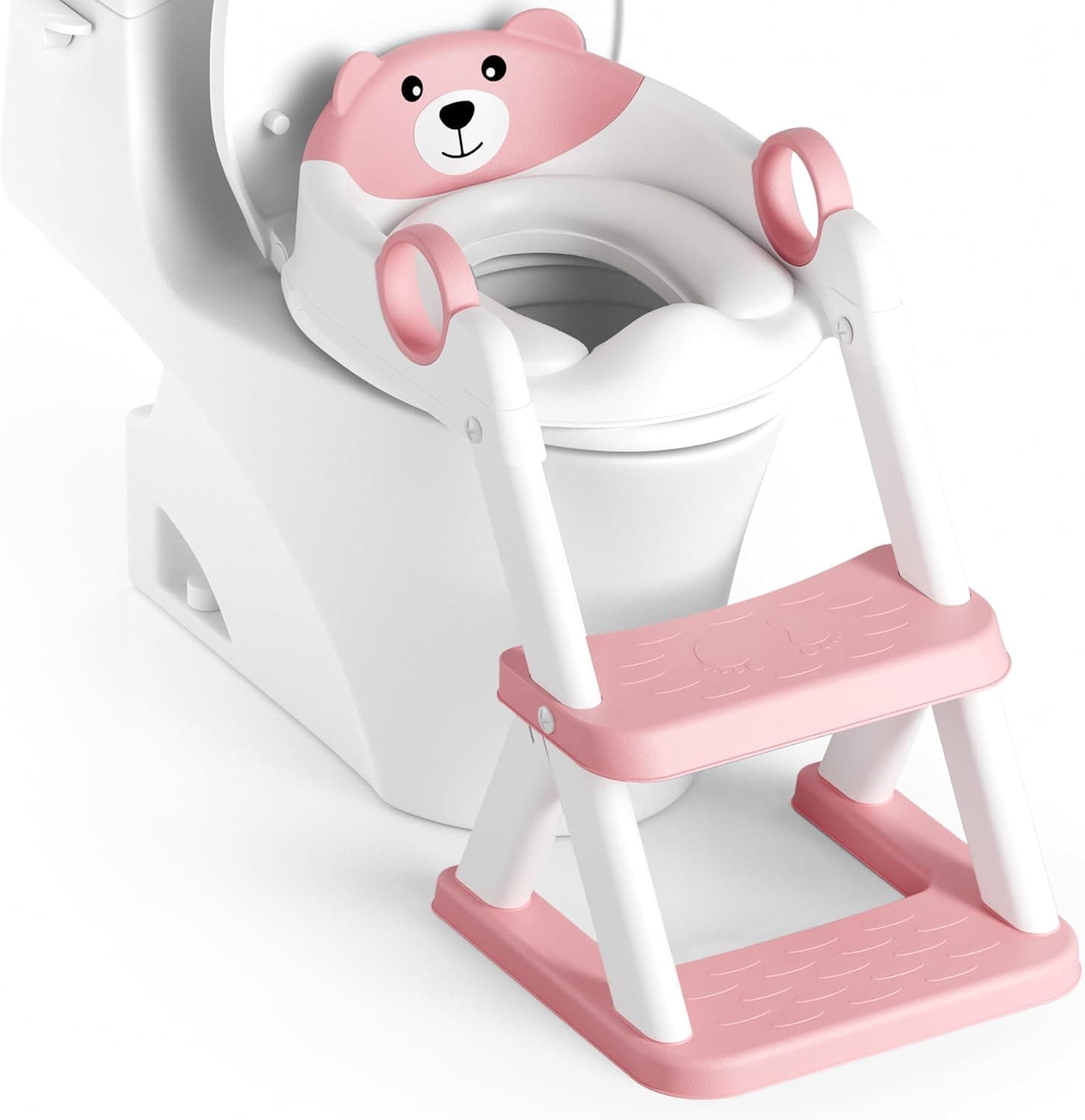 Adaptador WC Niños, Plegable Portatil Infantil Asiento Inodoro, Inodoro de Entrenamiento 2 en 1 para Niños, Cojín Antideslizante y Antisalpicaduras, Taburete de Escalera