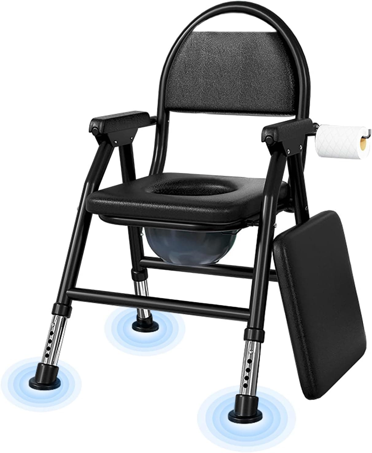 NJUN Silla WC personas mayores, Silla de inodoro regulable en altura, sillas de Ducha con reposabrazos y respaldo, antideslizante