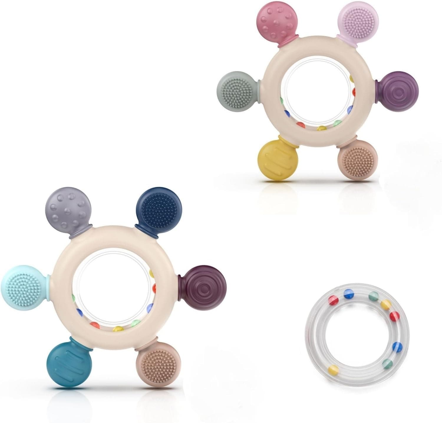 akolik Mordedor Bebe, Sonajero de Silicona para Bebé, Juguete de Dentición de Remo, Juguete Agarrar, Accesorio de Enfermería para Dentición sin BPA para Bebés de más de 0 3 6 9 Meses