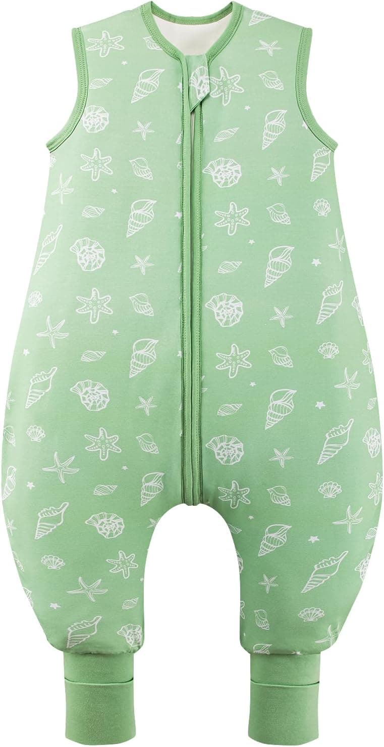 Saco de dormir para bebé con pies, rayón súper suave hecho de bambú, saco de dormir de fibra de bambú para niños, 2,5 tog, manta de dormir para otoño e invierno (verde, 70 cm (6-18 meses))
