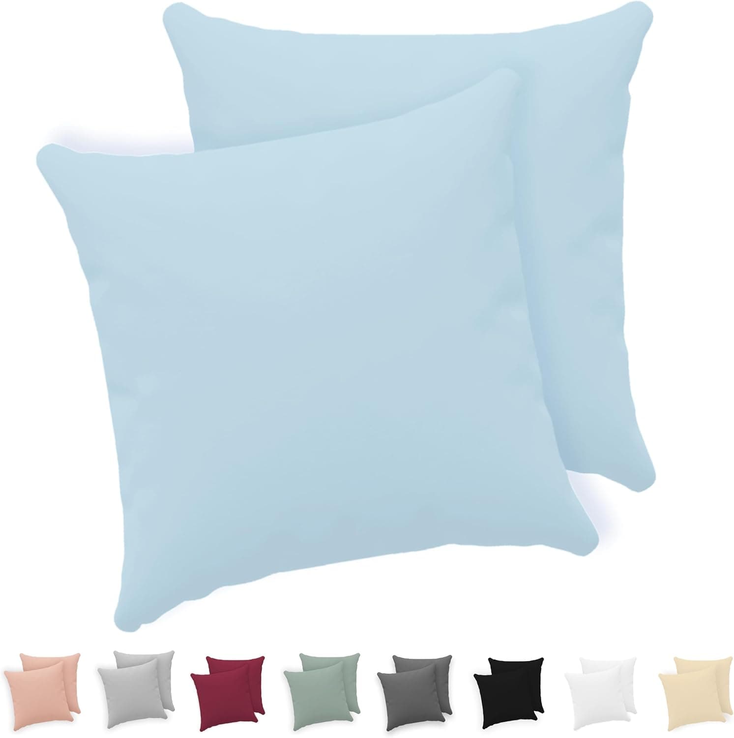 Twinzen - Funda Almohada 40x40 cm - Juego de 2-100% Algodón - Azul