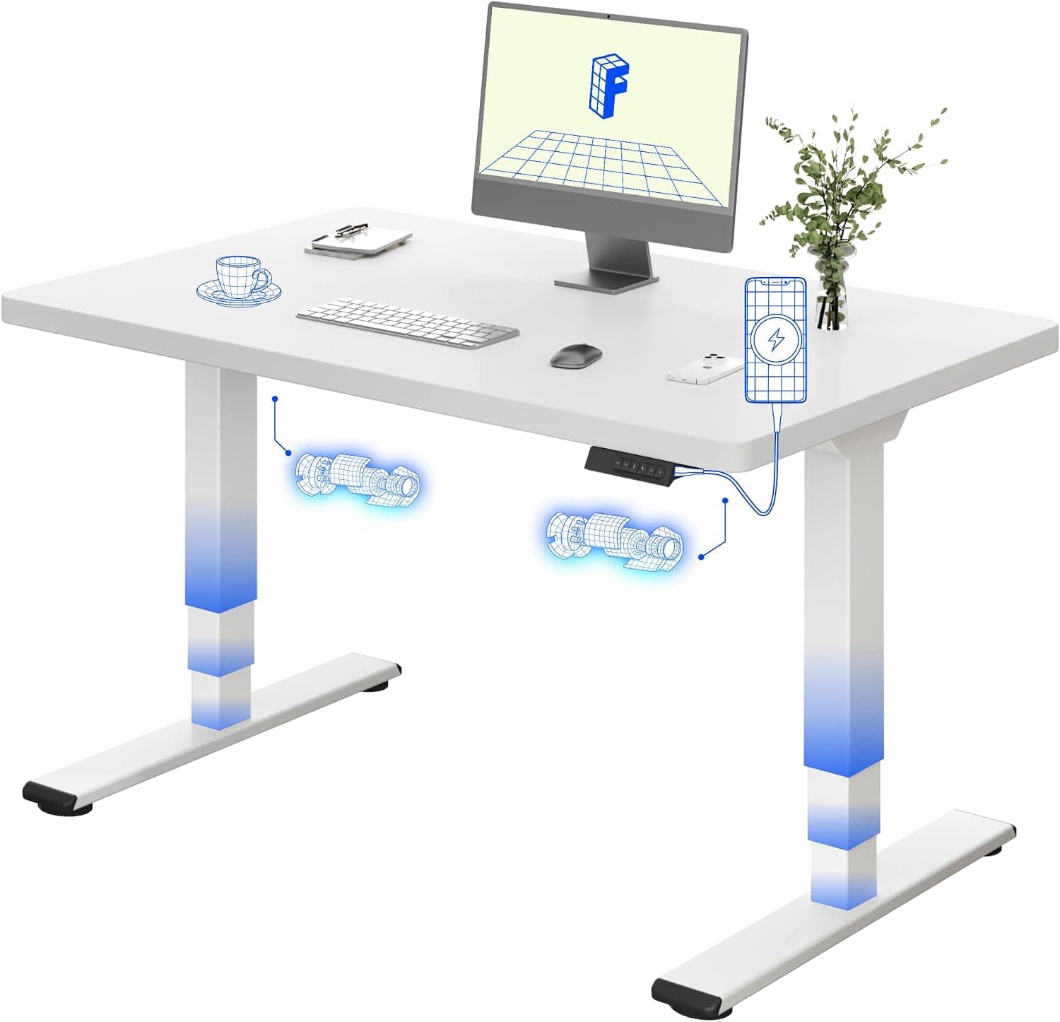 FLEXISPOT E5 Plus Escritorio Elevable 120x80, Doble Motor, USB