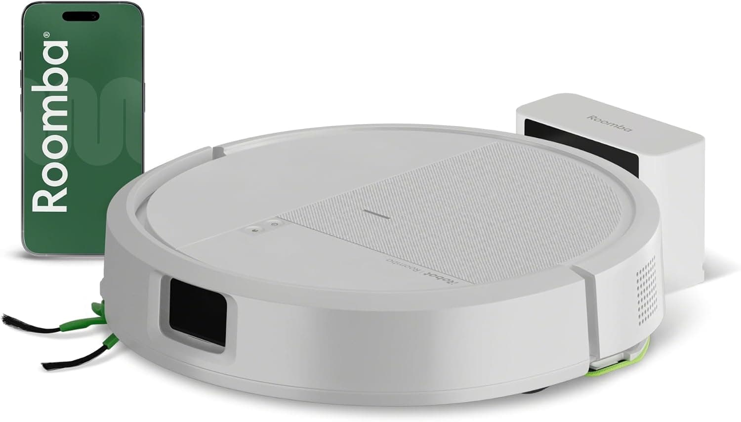 iRobot Roomba 115 Combo, Robot Aspirador y friegasuelos 2 en 1, Potencia de succión de 15000 Pascales, Cepillo Lateral Flexible, Mopa de fregado extendida, Navegación Clearview LiDAR, App, Blanco