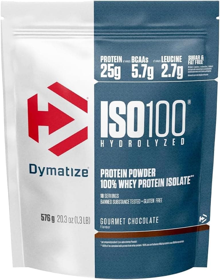 Dymatize ISO 100 Hydrolyzed Gourmet Chocolate 576g - Hidrolizado de Proteína de Suero Whey + Aislado en Polvo