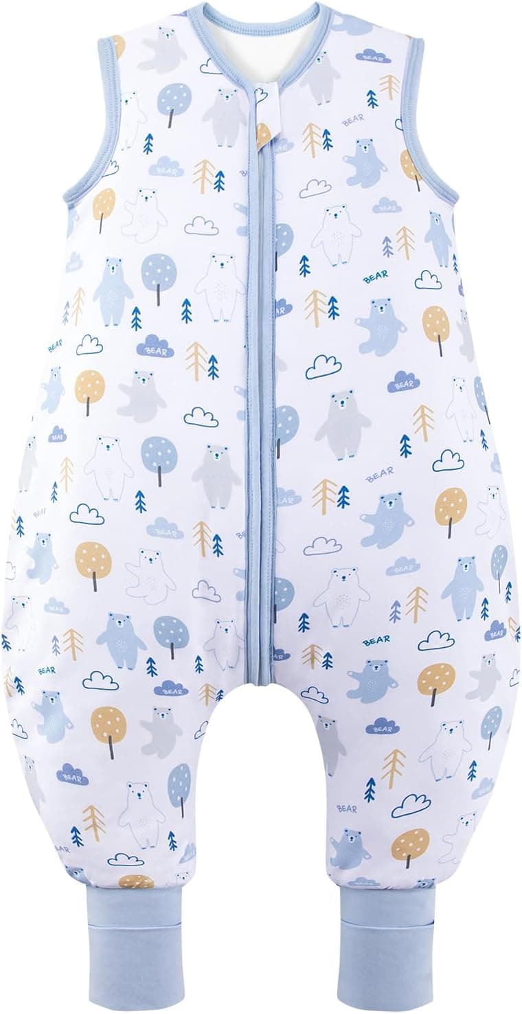 Saco de Dormir para bebé con pies, rayón súper Suave Hecho de bambú, Saco de Dormir de Fibra de bambú para niños, 2,5 TOG, Manta de Dormir para otoño e Invierno (Oso, 100 cm (3-5 años))