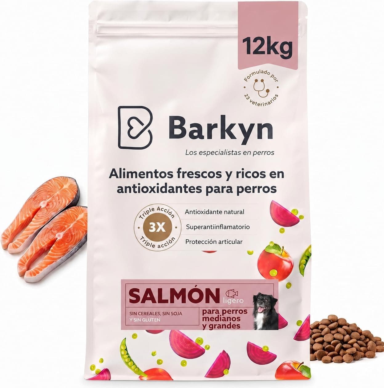 Light - Pienso para Perros Light Control de Peso - Salmón - con Proteína Hidrolizada, Colágeno y Omega-3 - Comida Seca de Perro - 12 kg