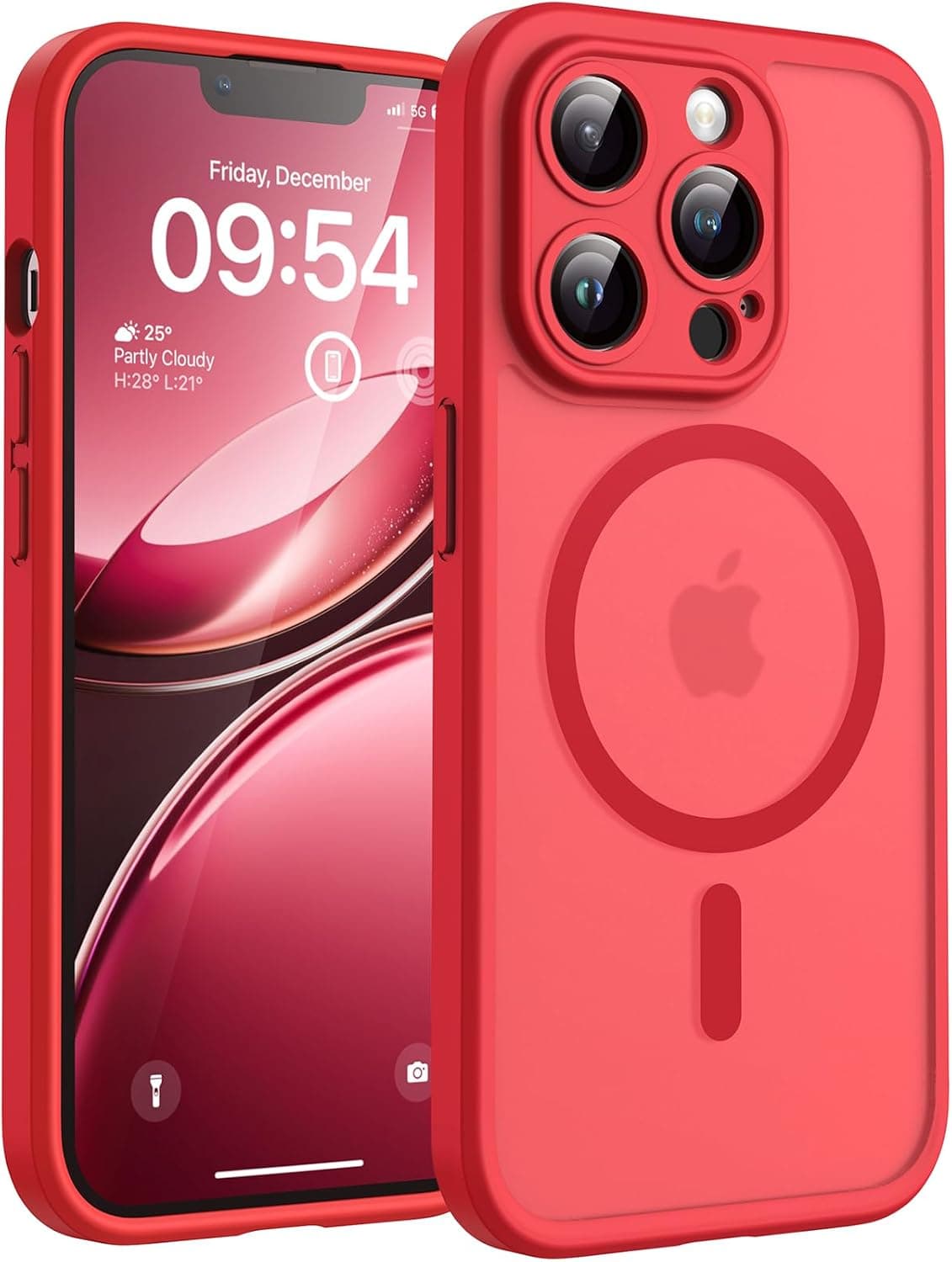 TOCOL Funda para iPhone 13 Pro MAX, Compatible con MagSafe, Rojo