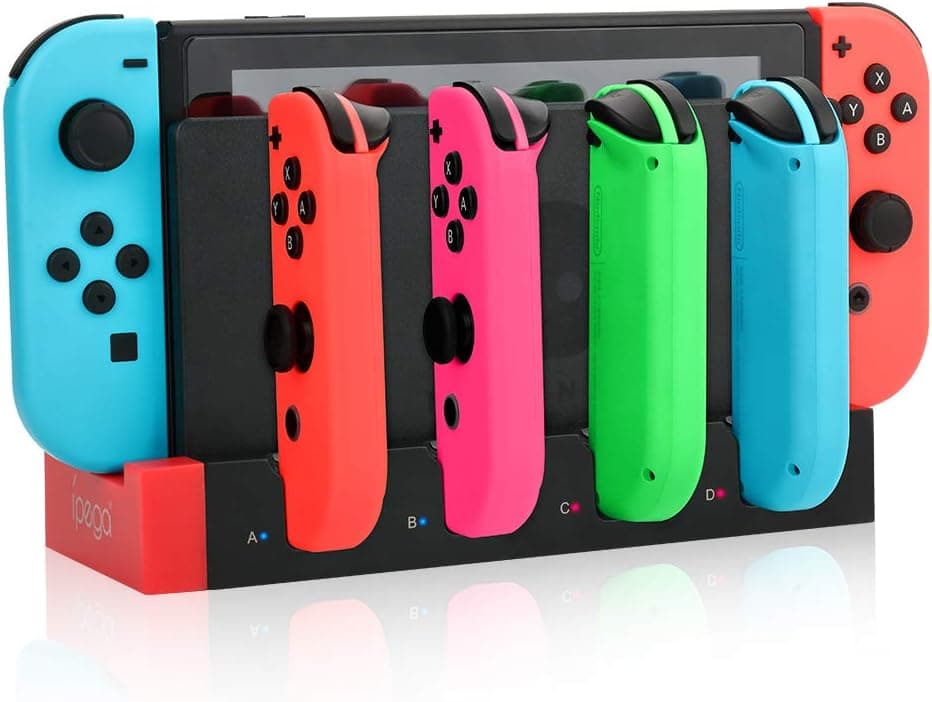 Base de Carga Compatible con Controlador Switch Joycons, Estación de Carga de Controlador de Interruptor para Cargador JoyCon de 4 Piezas con Indicación LED de Farola