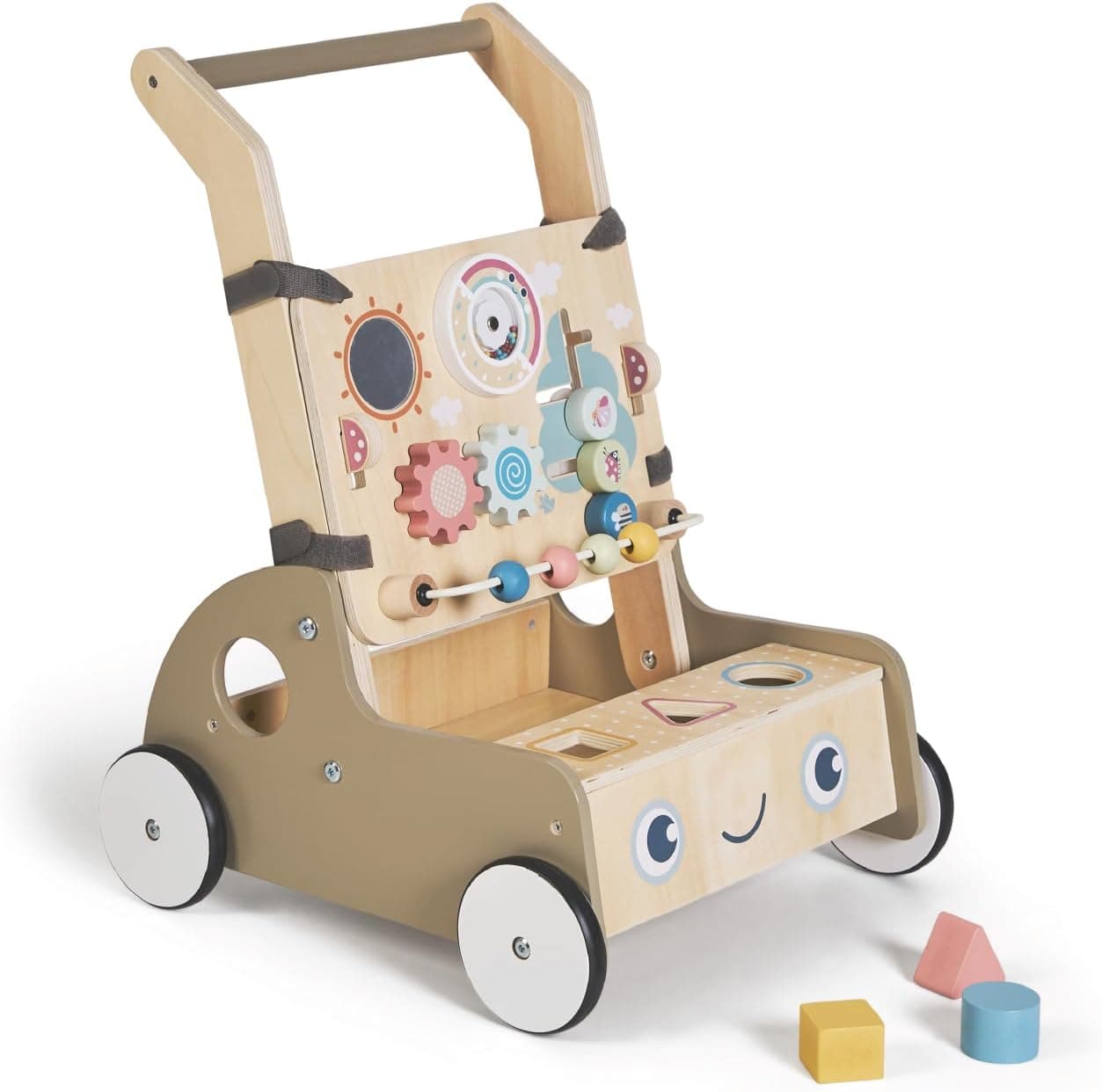 MS BabyWorld – Montessori Monti – Andador de Madera para Bebé | Correpasillos con Juguetes y Actividades | Para Primeros Pasos | Desde +12 Meses