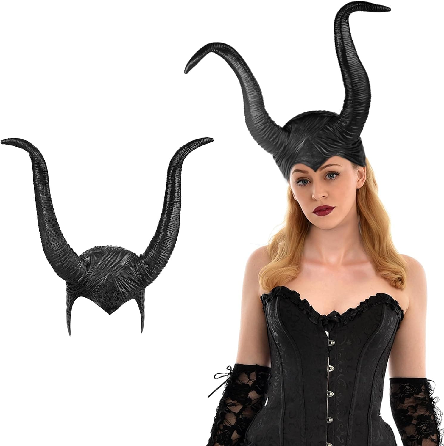 Cuernos Halloween Demonio, Cuernos de Diablo con Collar, Accesorio de Cuernos de Diablo, Accesorios de Cosplay para Mujeres Cosplay Carnaval Halloween