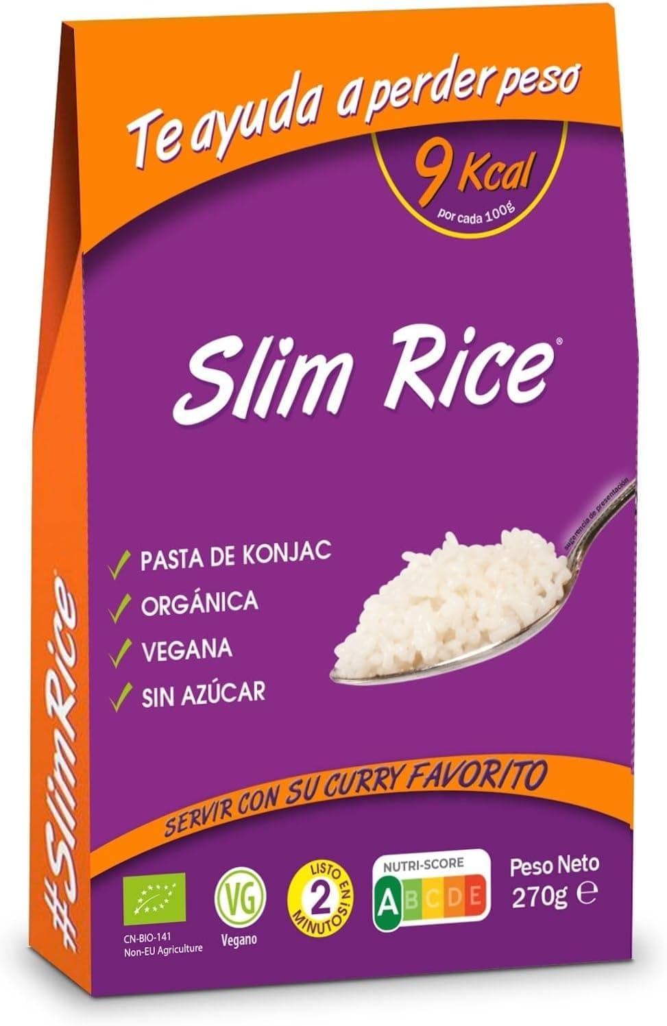 Slim Pasta - Arroz de Konjac - 270 g - Ideal para Dietas Keto y Low Carb