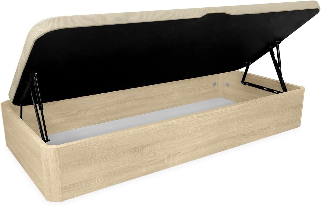 Duérmete Online - Canapé Abatible de Madera Súper Reforzado Gran Capacidad con Apertura Lateral, Transpirable y Resistente, Esquinas Redondeadas, 90 x 190, Cambria