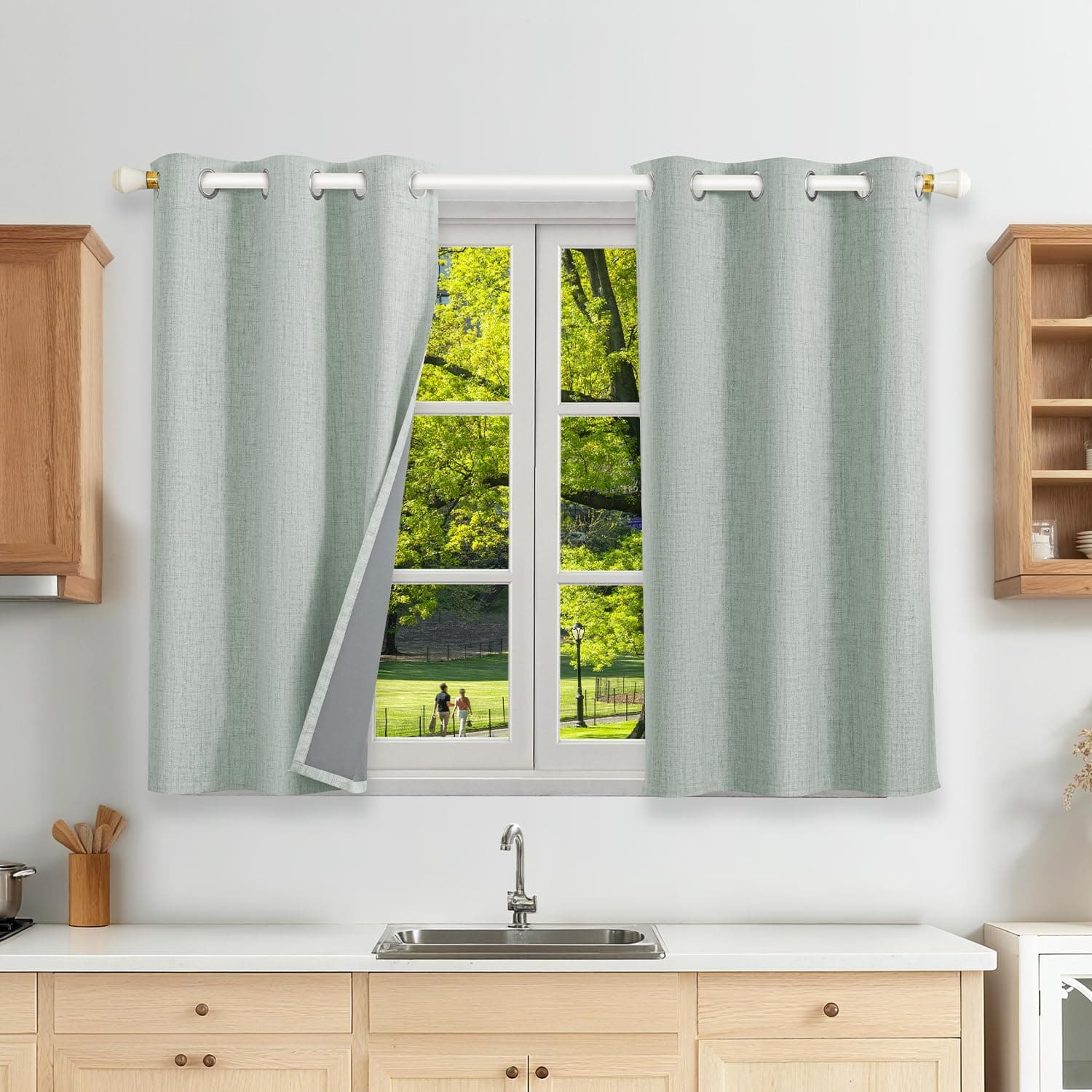 100% Cortinas Opacas Lino Termicas para Dormitorio y Salon 2 Piezas