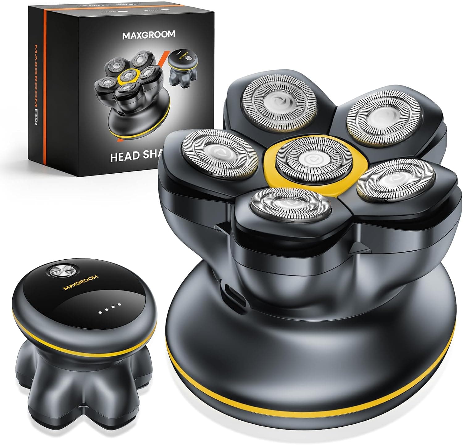 MAXGROOM 6D Afeitadora Cabeza Hombre, Maquina de Afeitar Cabeza, Gris