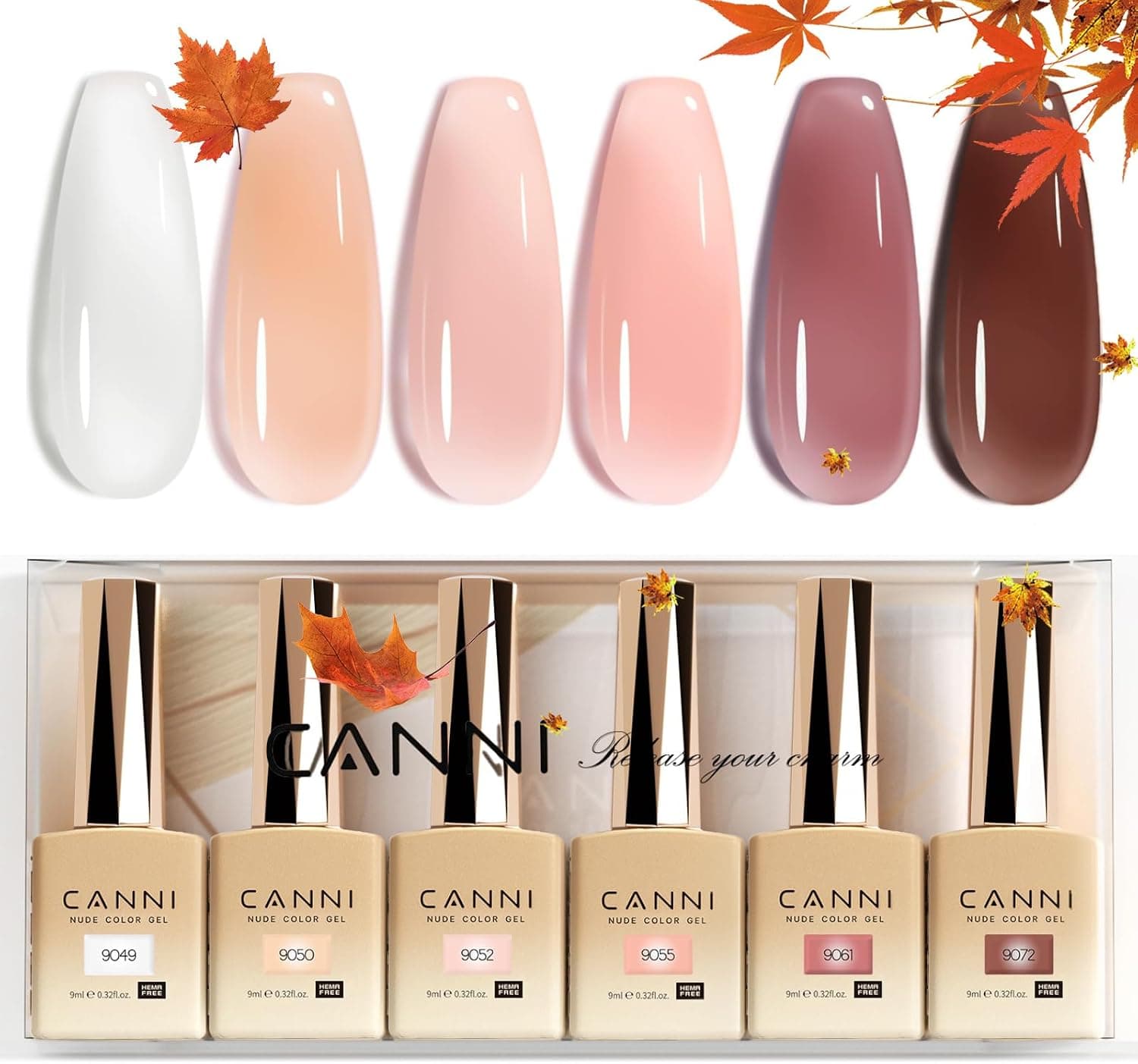 CANNI Esmaltes Semipermanentes de Uñas en Gel 6 nude thie rosa violeta marrón UV Gel Kit Gel Nail Polish Esmalte Uñas Valentín Kit Uñas Semipermanentes Pintauñas Semipermanentes Set