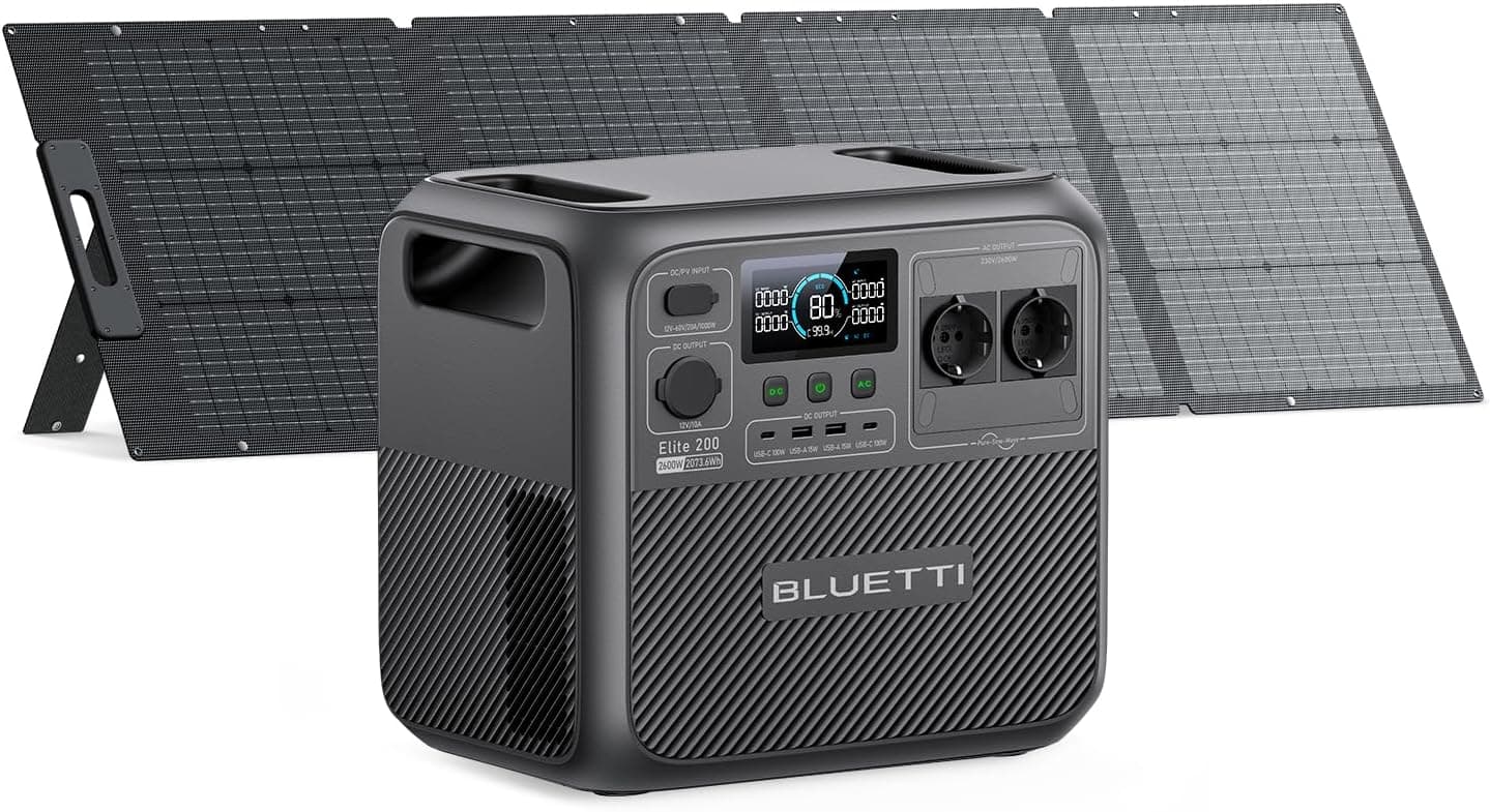 BLUETTI Elite 200 V2 Estación de Energía Portátil 2073Wh y Panel Solar 200W