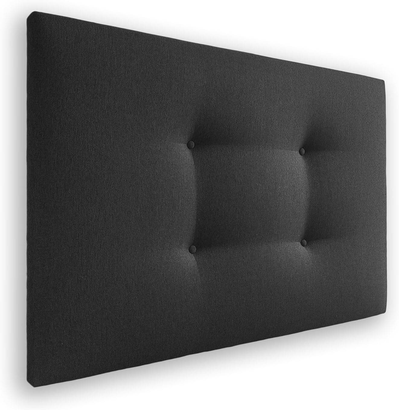 Silcar Home - Cabecero de Cama Carlo 105 Tejido Negro - Estructura de Madera, Tapizado en Polipiel, Diseño Moderno con Dos hileras Botones, Fácil Instalación - Tela Negro, 105 cm
