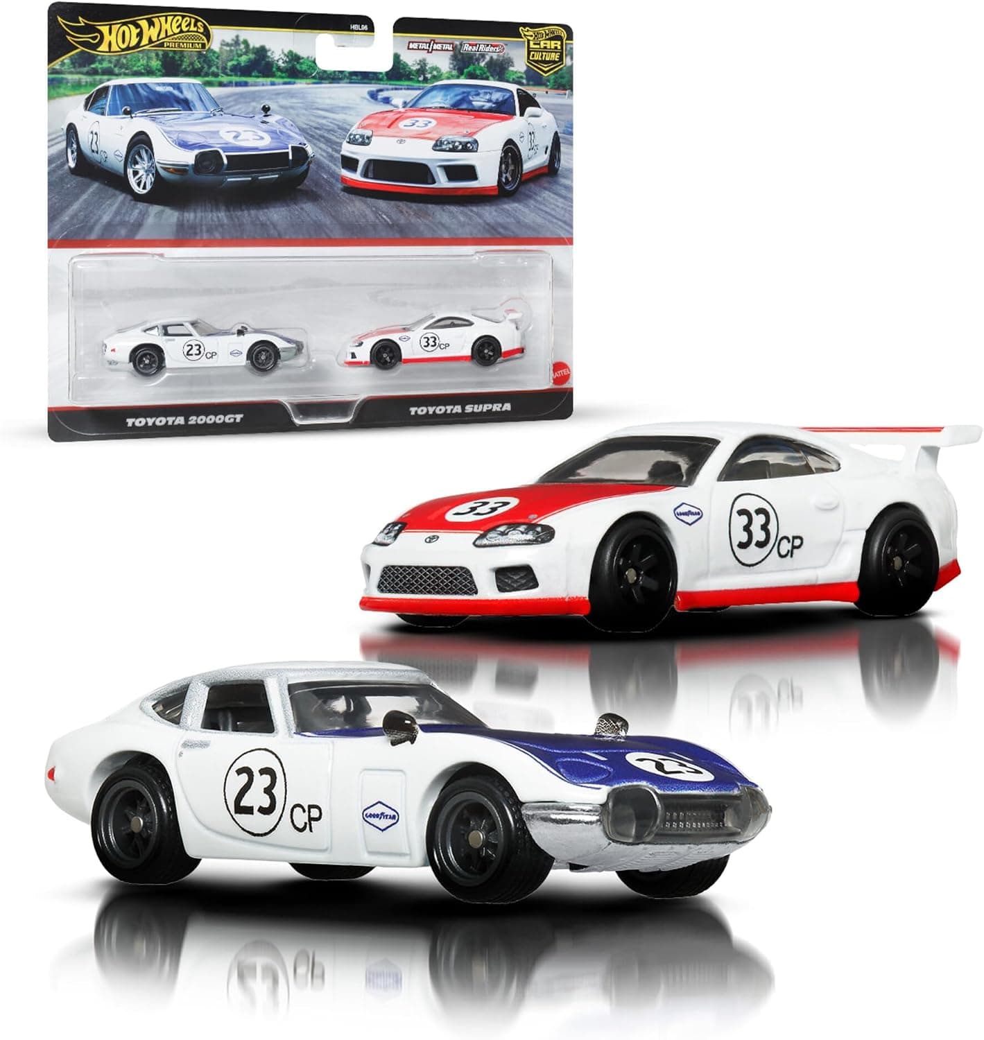 Hot Wheels Premium Car Culture, Pack con Dos vehículos a Escala 1:64, Parejas únicas, neumáticos Real Riders, chasis Metal/Metal, Juguete para coleccionistas, JBL03