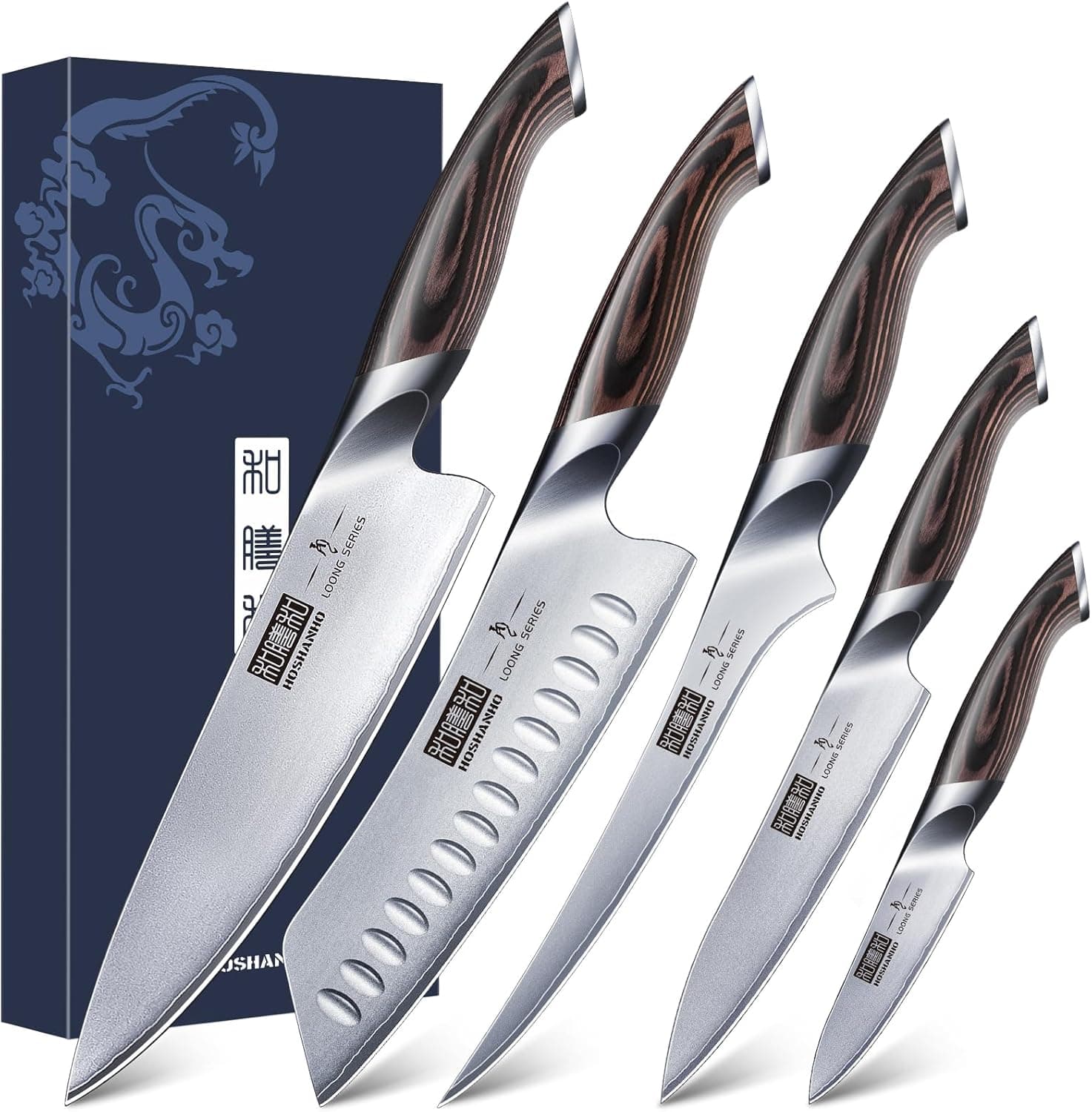 HOSHANHO Juego de Cuchillos de Cocina 5 piezas, Juego de Cuchillos Japones