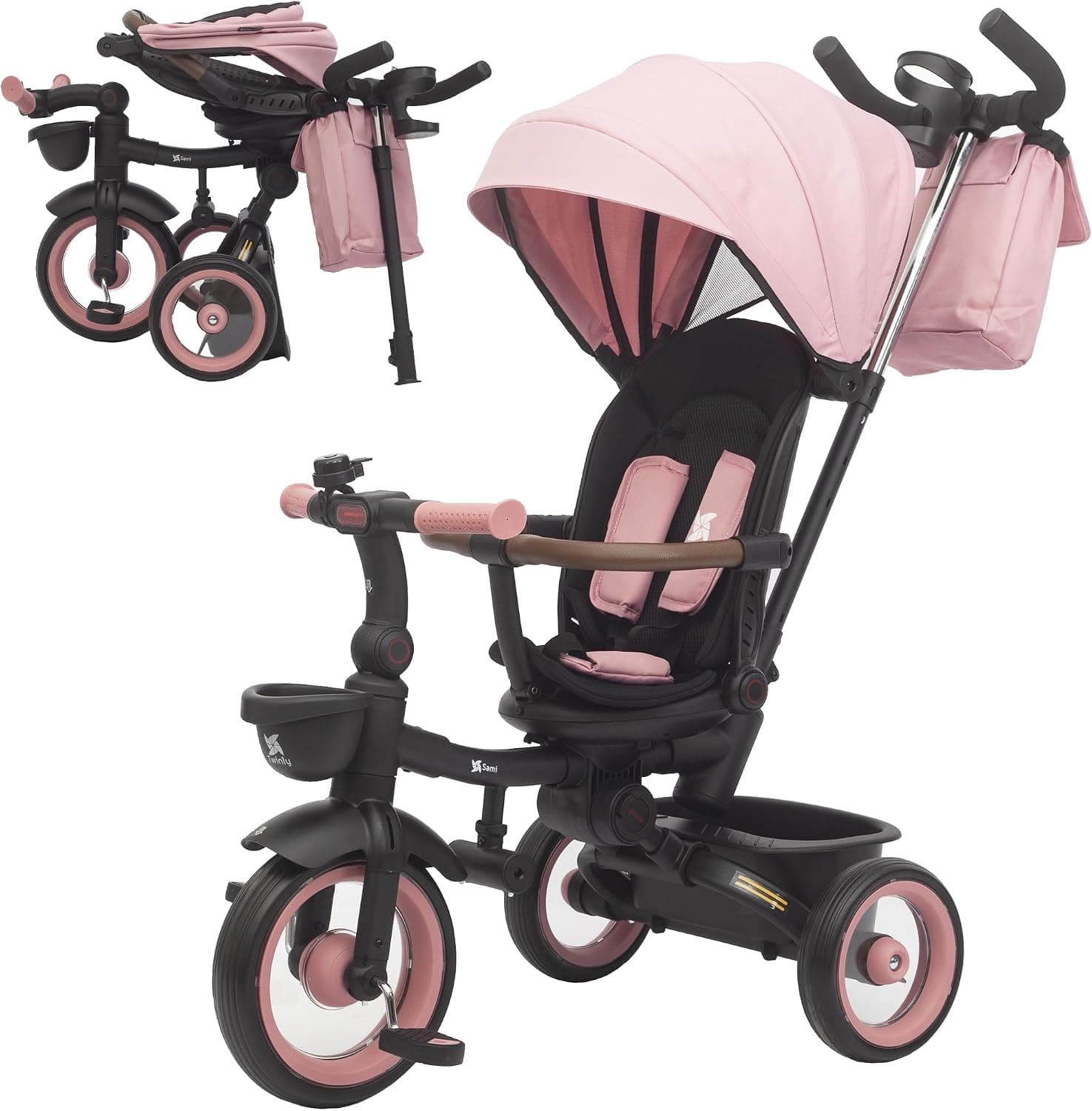 Twinly Triciclo Evolutivo Bebé Plegable Sami, Rosa