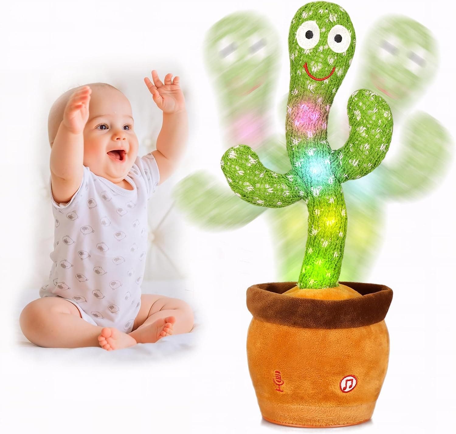 seOSTO Cactus Bailarín Repite Español, Peluche Que Baila, Canta y Repite Tu Voz