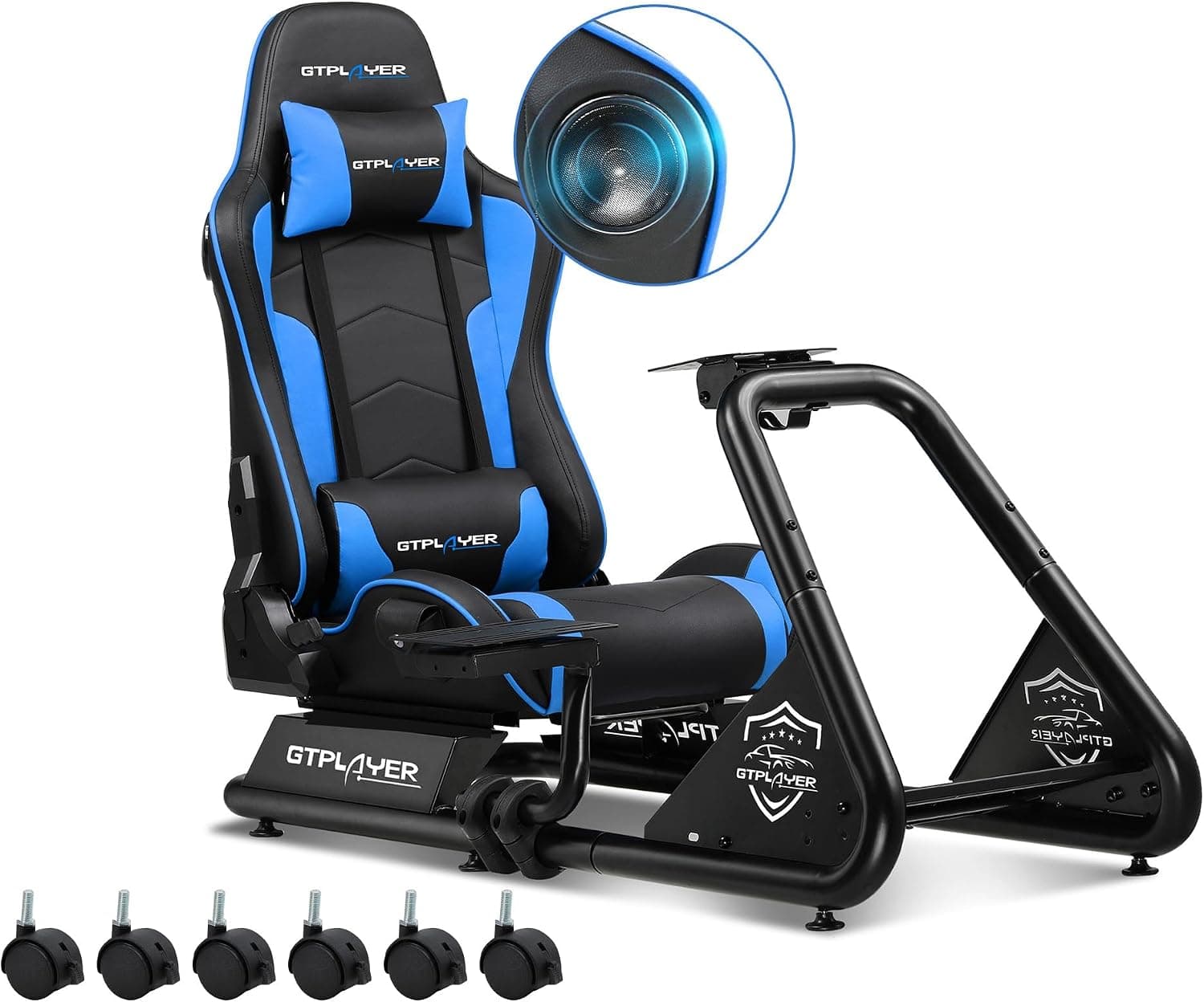 GTPLAYER Simulator Cockpit, sim Racing Cockpit, Soporte para Volante con Altavoces, Compatible con Varios Modelos de Volante y Pedales