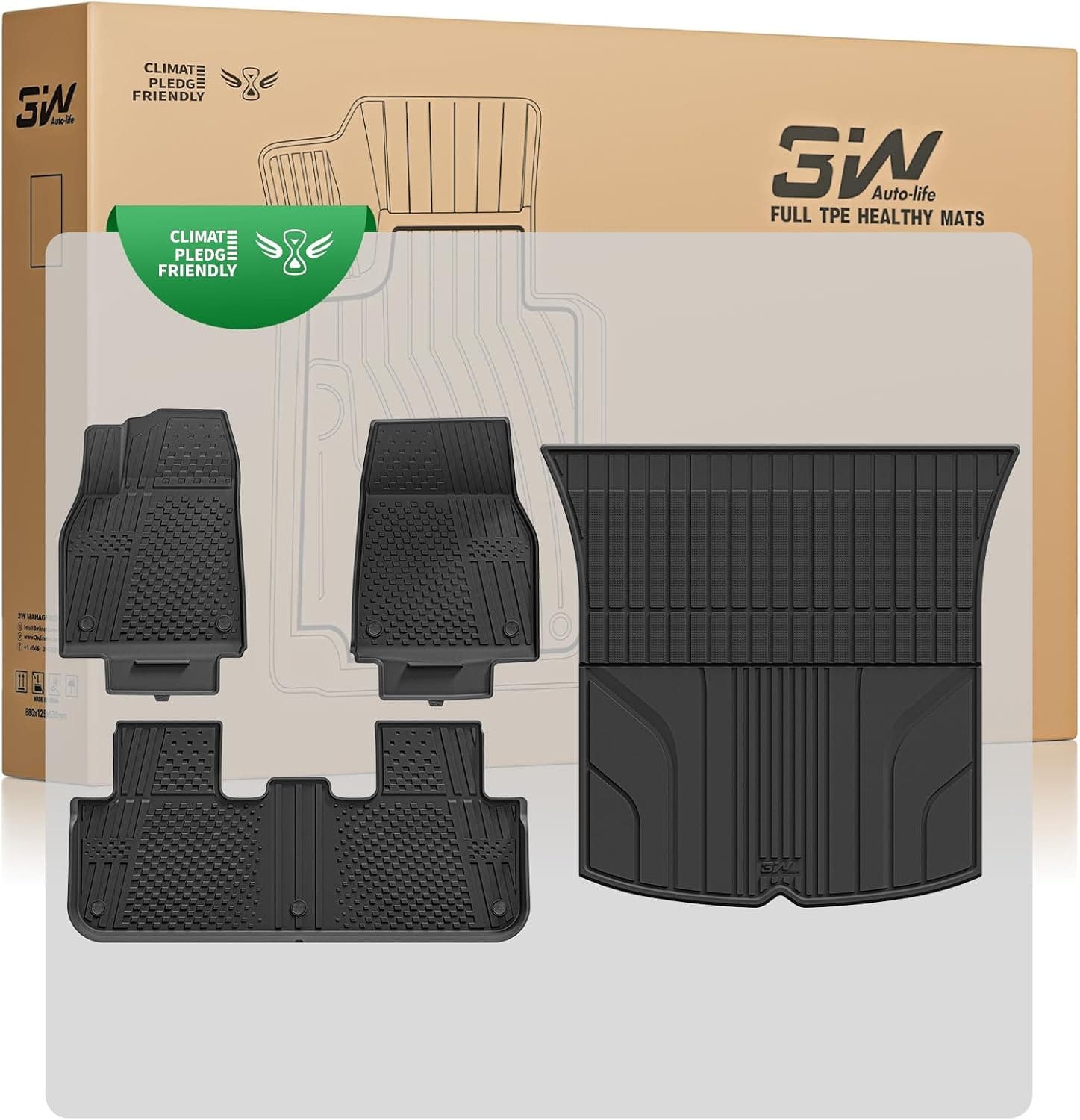 3W Alfombrillas de Coche para Tesla Model Y 2025 2026 Juniper,Incluyendo Alfombrilla de Maletero en Material Thorex™ Premium, Aptas para Todas las Estaciones, Antideslizantes e Impermeables,Accesorios