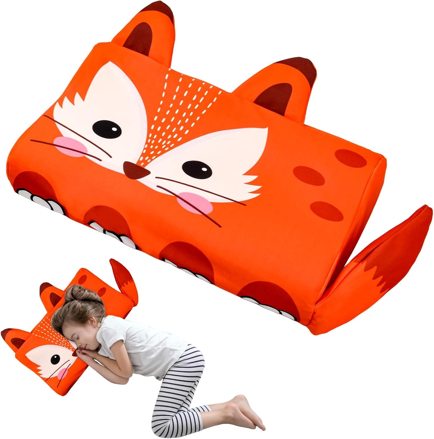 Almohada para Niños, Cojin Bebe con, Almohada Infantil con Funda, Diseño Ergonómico, Transpirable, Hipoalergénico, Ideal para Niños de 3 a 12 Años