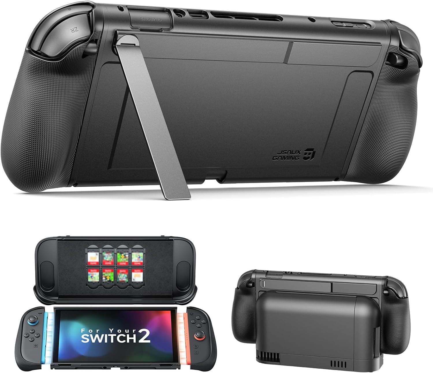 JSAUX GoJoy Funda para Switch 2, Funda Grip Dividida Acoplable con Soporte