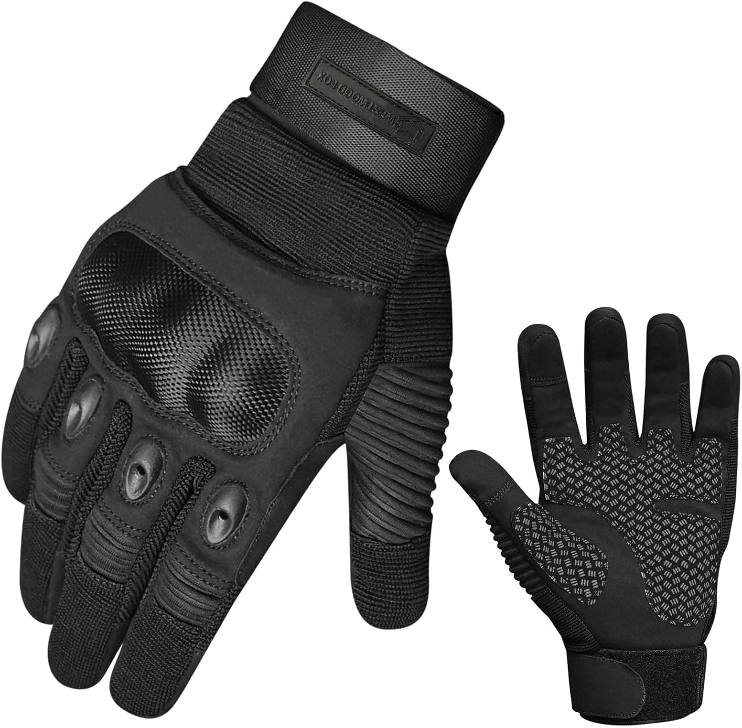 WESTWOOD FOX WFX - Guantes de motocicleta para hombres y mujeres con nudillos duros, dedos completos, pantalla táctil, guantes de motocicleta para montar en bicicleta