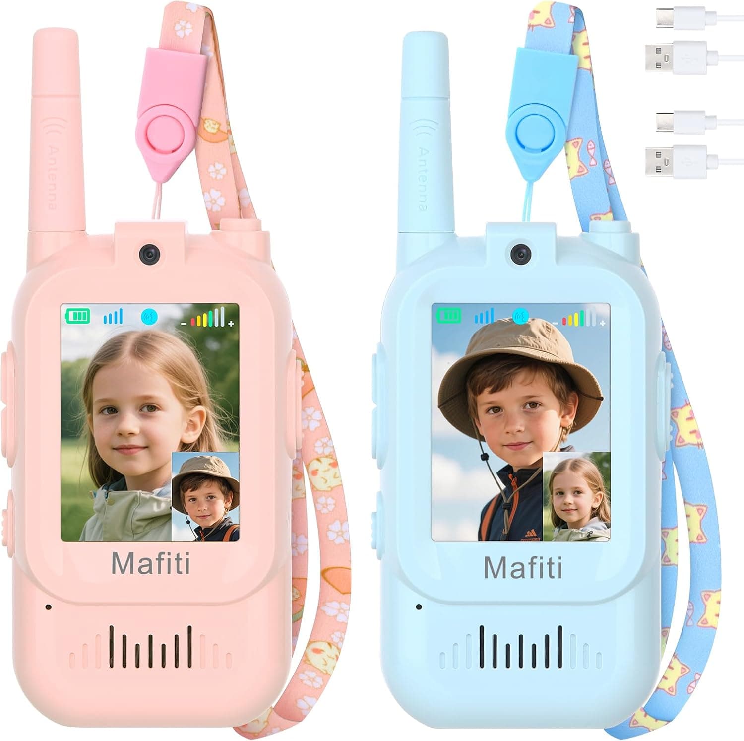 Mafiti Walkie Talkies con Videollamada para Niños 3-8 Años Recargables