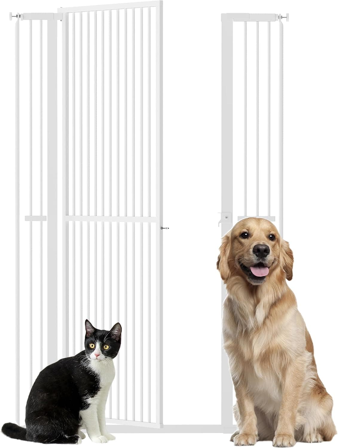 PawHut Barrera de Seguridad para Perros y Gatos Extra Alta 150 cm Blanco