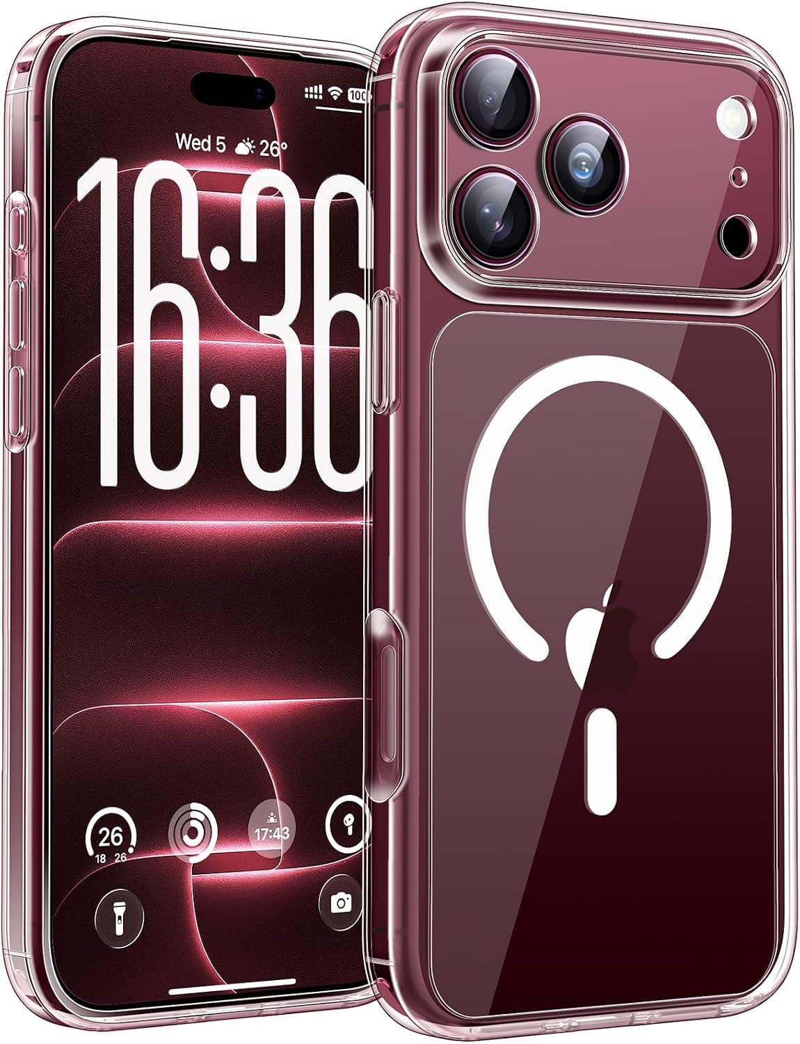 TOCOL Funda para iPhone 18 Pro, Compatible con MagSafe, Transparente