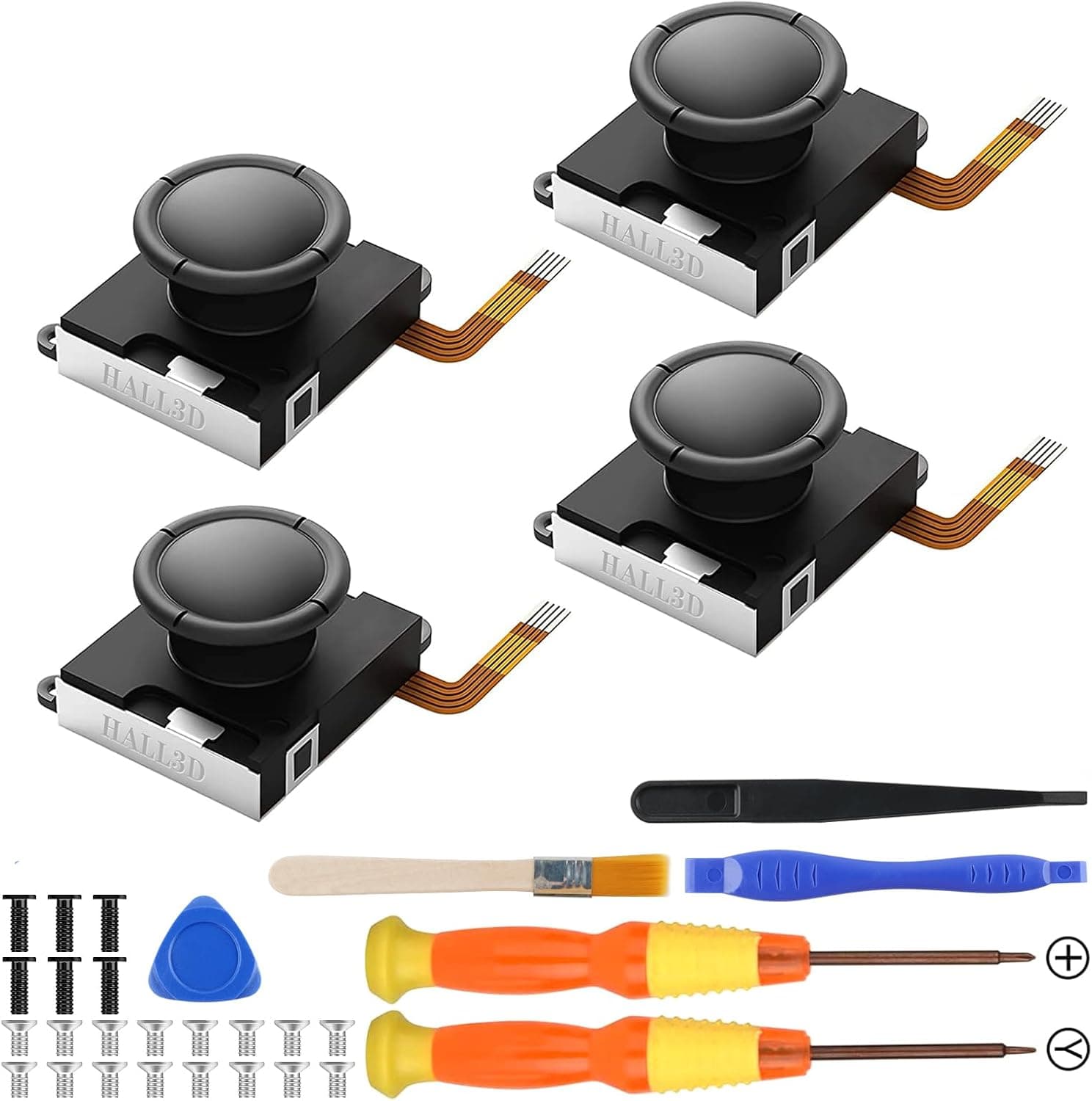 BRONAL Joystick de efecto Hall, Joycon Joystick de repuesto – 32 en 1 [sin deriva] Joystick de repuesto analógico para Switch JoyCon, Switch OLED y Switch Lite Derecha/Izquierda Stick (4 piezas con