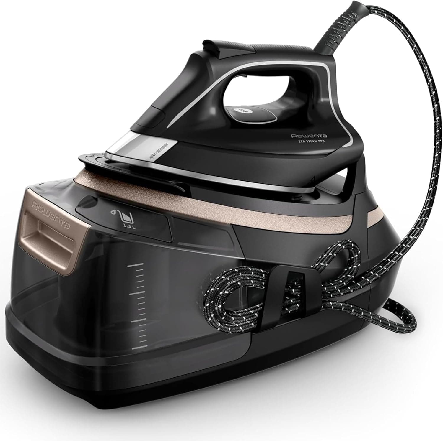 Rowenta Centro planchado Eco Steam Pro - Gran potencia de vapor, eficiente, óptima distribución del vapor, depósito agua extraíble 1,3 L, tecnología silenciosa, diseño ecológico, DG9640