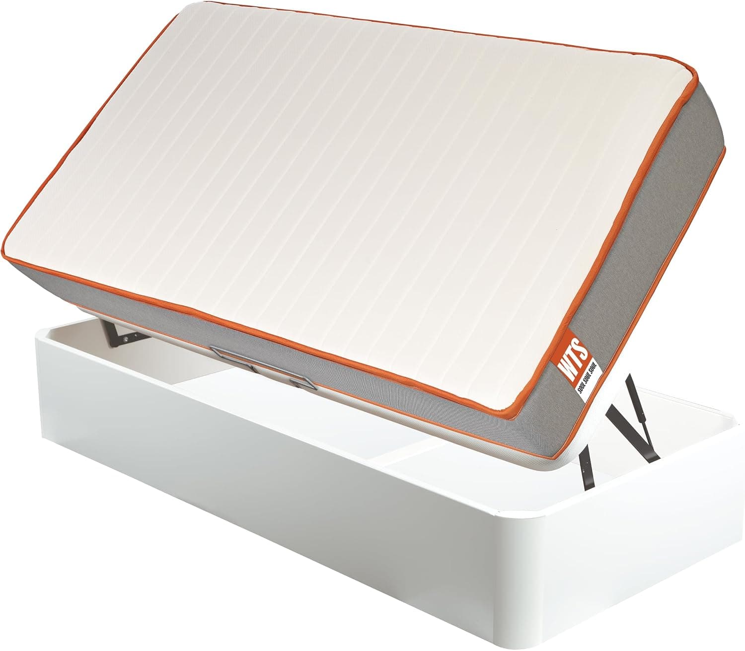 What The Sleep - Pack Colchón Sostenible HR con Visco 18cm y Canapé Juvenil Apertura Lateral Blanco | Entrega, Montaje en Domicilio y Retirada de Usado Incluida | Pack Soul