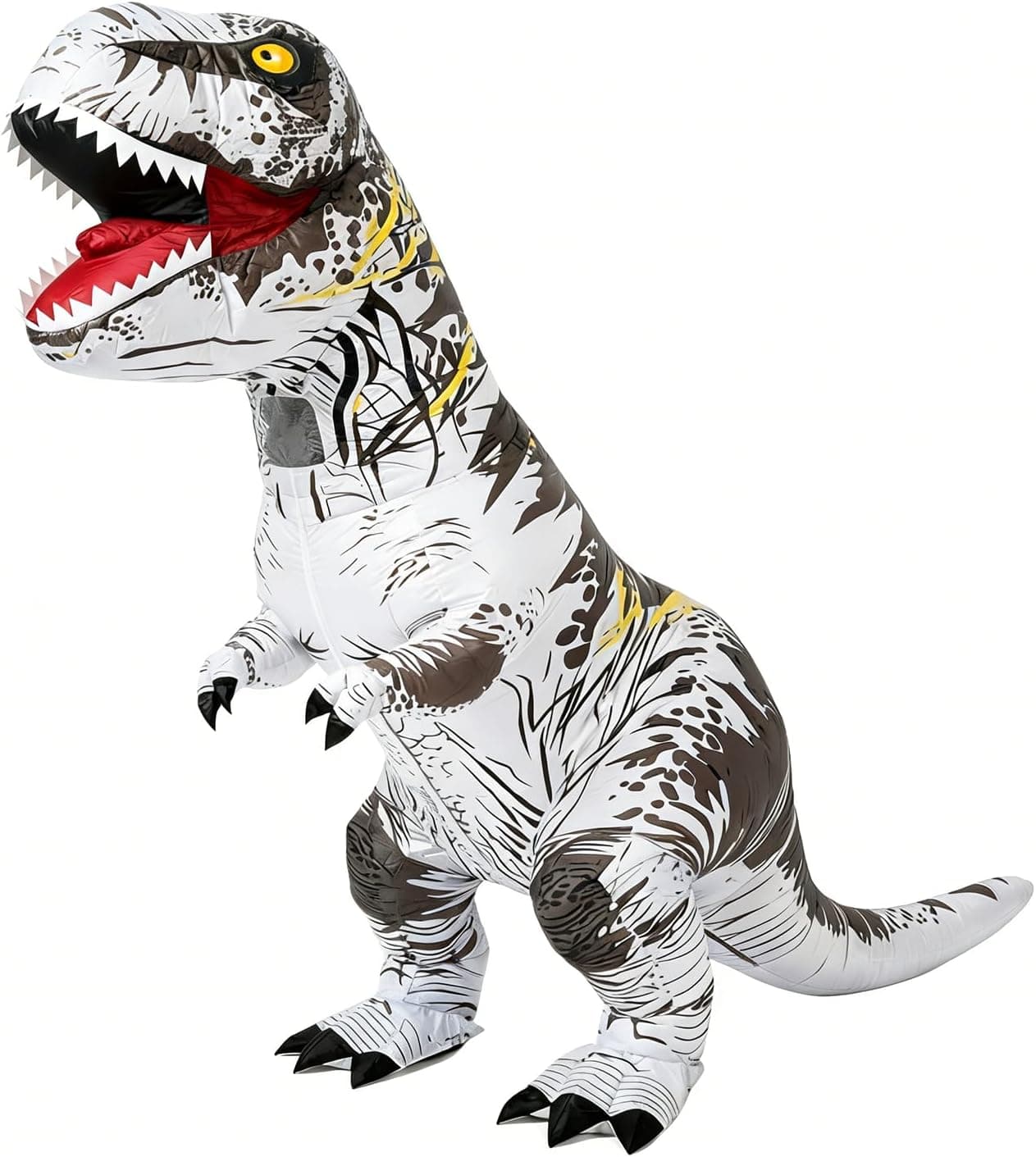 JASHKE Disfraz de Dinosaurio Traje Inflable Traje de Trex Disfraz de Halloween Disfraz de Adulto (Blanco)