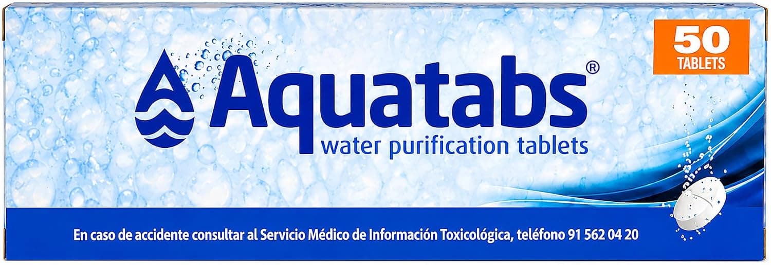 Aquatabs 8,5 mg | 50 Pastillas Potabilizadoras de Agua