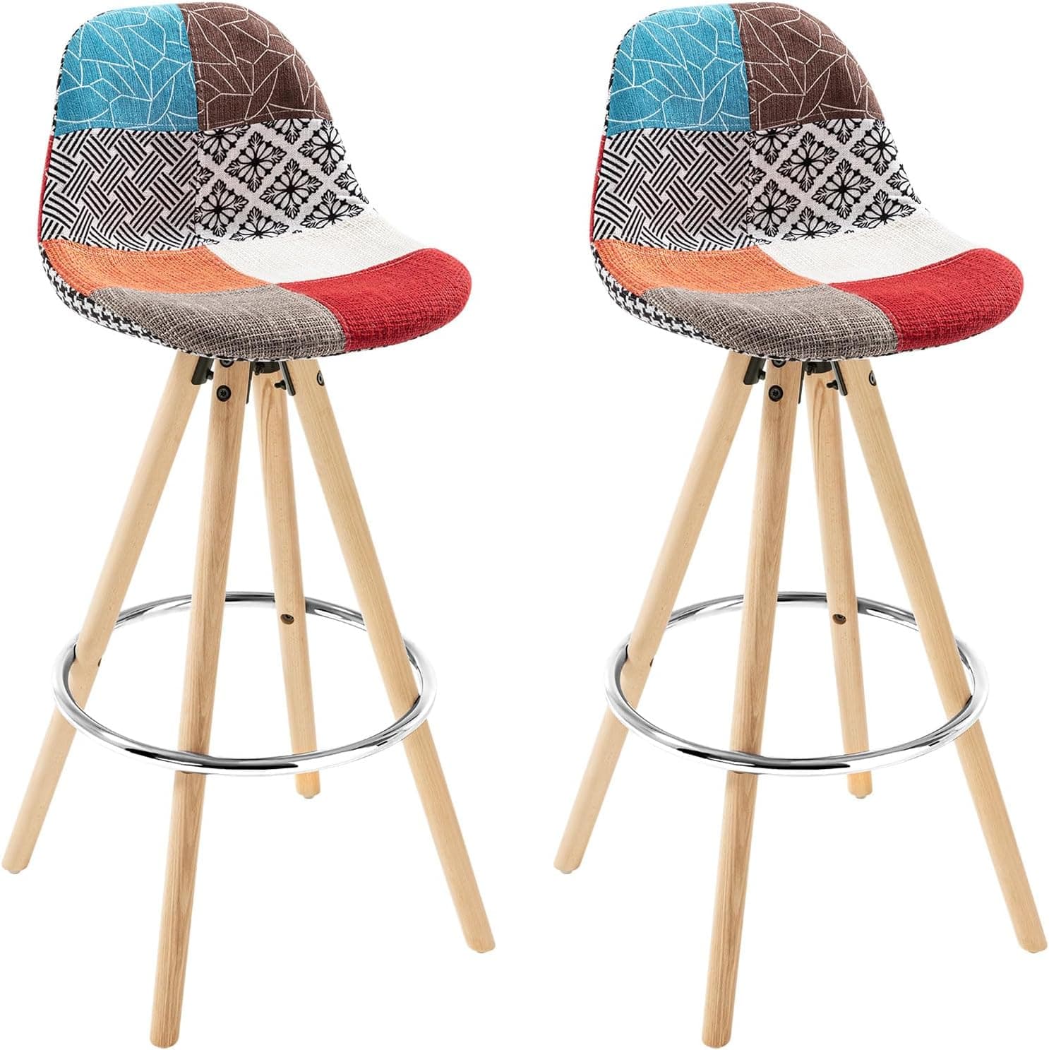 WOLTU 2X Taburetes de Bar con Respaldo, Cuero Sintético, Multicolor