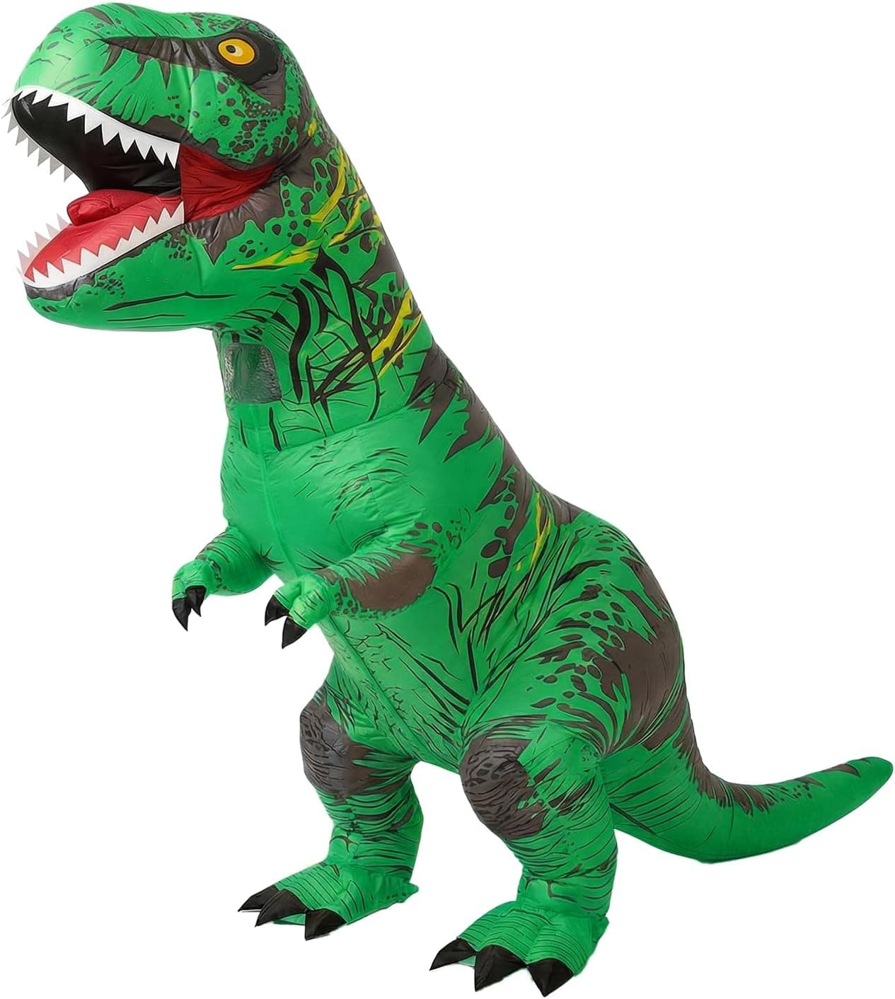 JASHKE Traje Inflable Disfraces de Dinosaurios Traje de Trex Disfraz de Halloween Disfraz de Adulto (Verde)