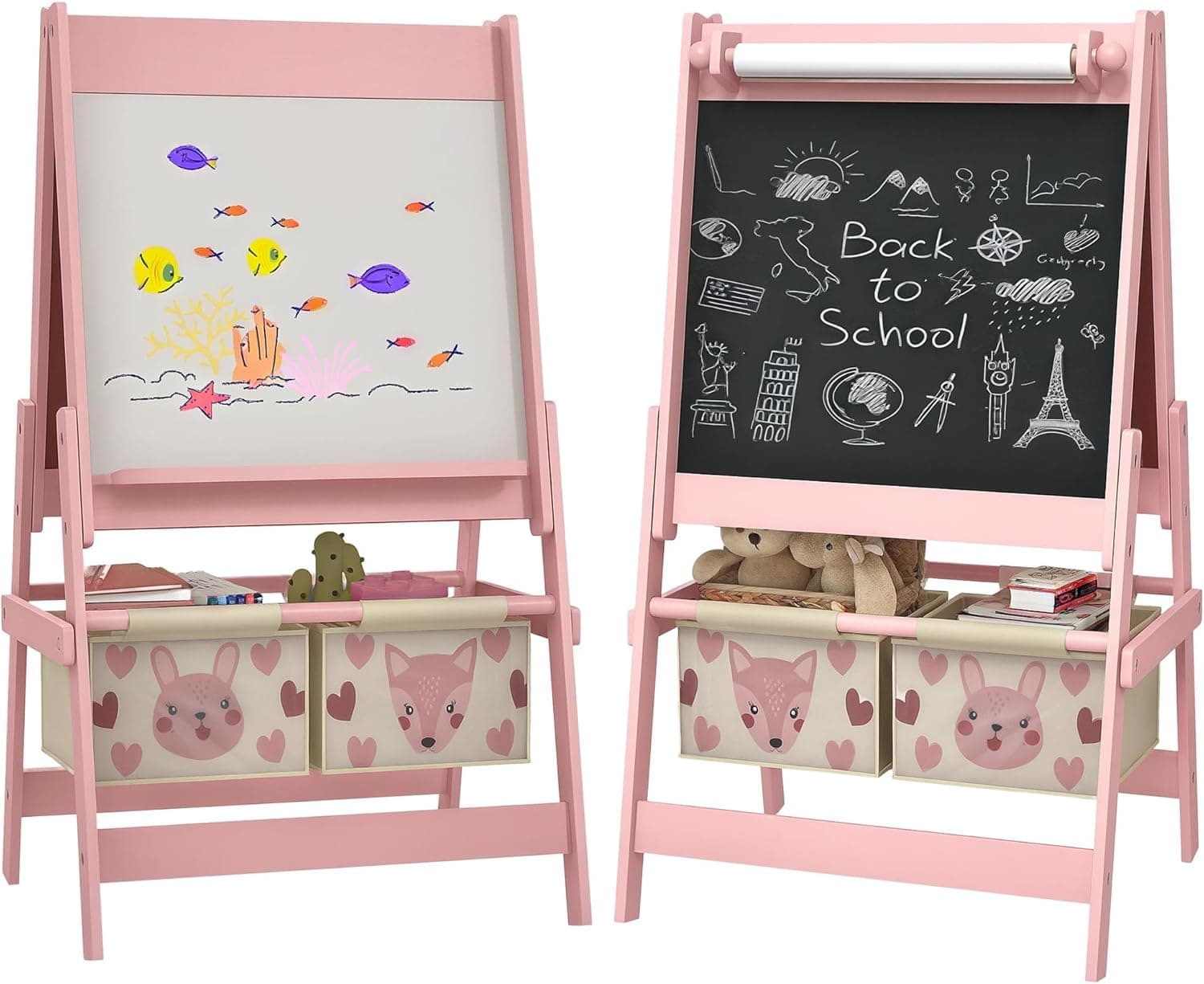 AIYAPLAY Caballete para Niños 3 en 1 con Doble Cara 54x46,5x93 cm Rosa